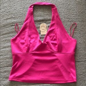 Good Luck Gem Hot Pink Halter Bandeau Top